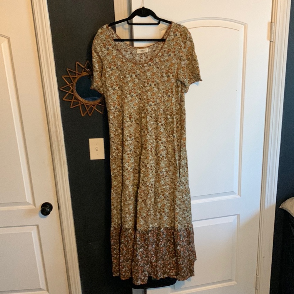 NATURAL LIFE Floral Brown and Cream Dress